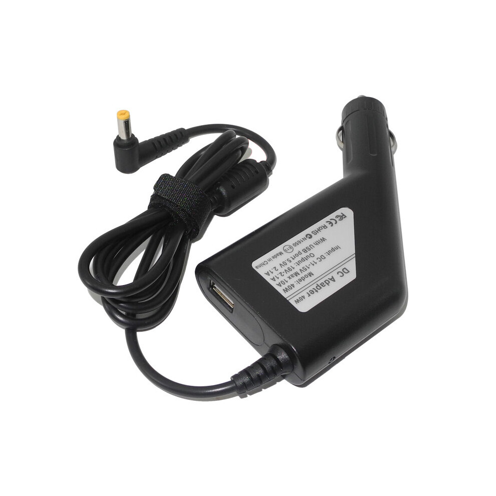 (A-) 40W 19V 2.15A Dc Car Charger Laptop Power Adapter For Acer Aspire One 521 522 532H 533 722 725 753 756 D257 D260 D270 4855672930836