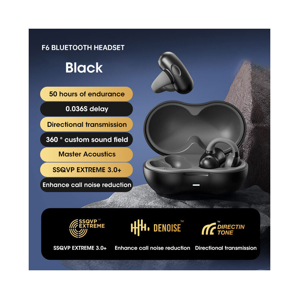 (A-) New Tws For Ambie Sound Earcuffs Ear Bone Conduction Earring Wireless Bluetooth 5.3 Earphones Sport Headphones Earbuds For Phone Black 4851204962559