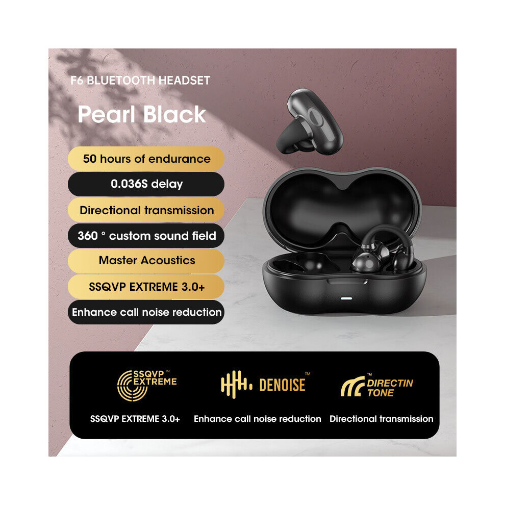 (A-Pearl ) New Tws For Ambie Sound Earcuffs Ear Bone Conduction Earring Wireless Bluetooth 5.3 Earphones Sport Headphones Earbuds For Phone Black 4851204962573