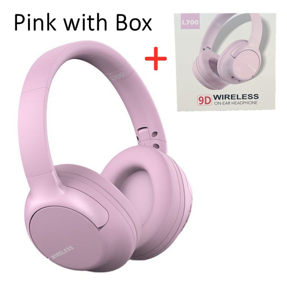 (A- With Box) Bass Music Play True Wireless Headphones Fold Bluetooth Headset Bt5.1 Big Earmuff Earphone With Microphone Full Pack Helmet L700 Pink 4851204909400
