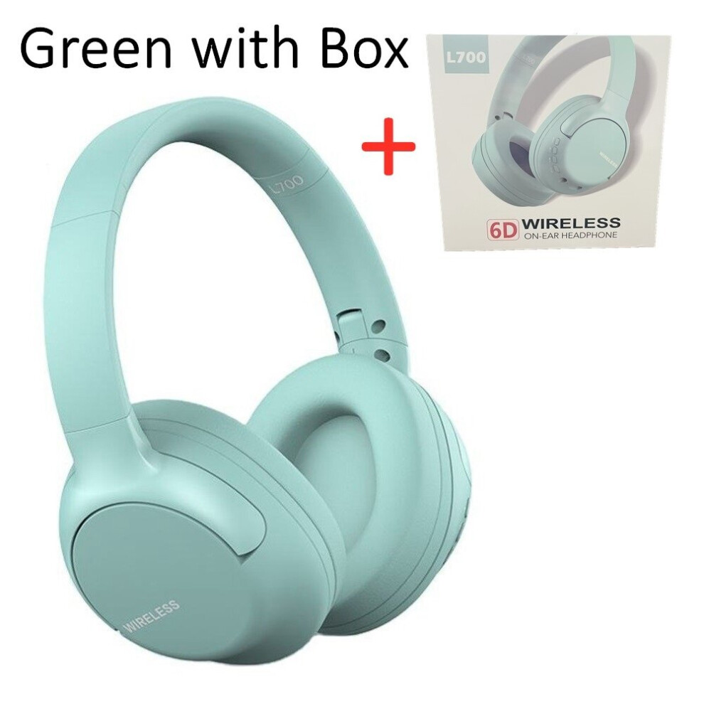 (A- With Box) Bass Music Play True Wireless Headphones Fold Bluetooth Headset Bt5.1 Big Earmuff Earphone With Microphone Full Pack Helmet L700 Green 4851204909387