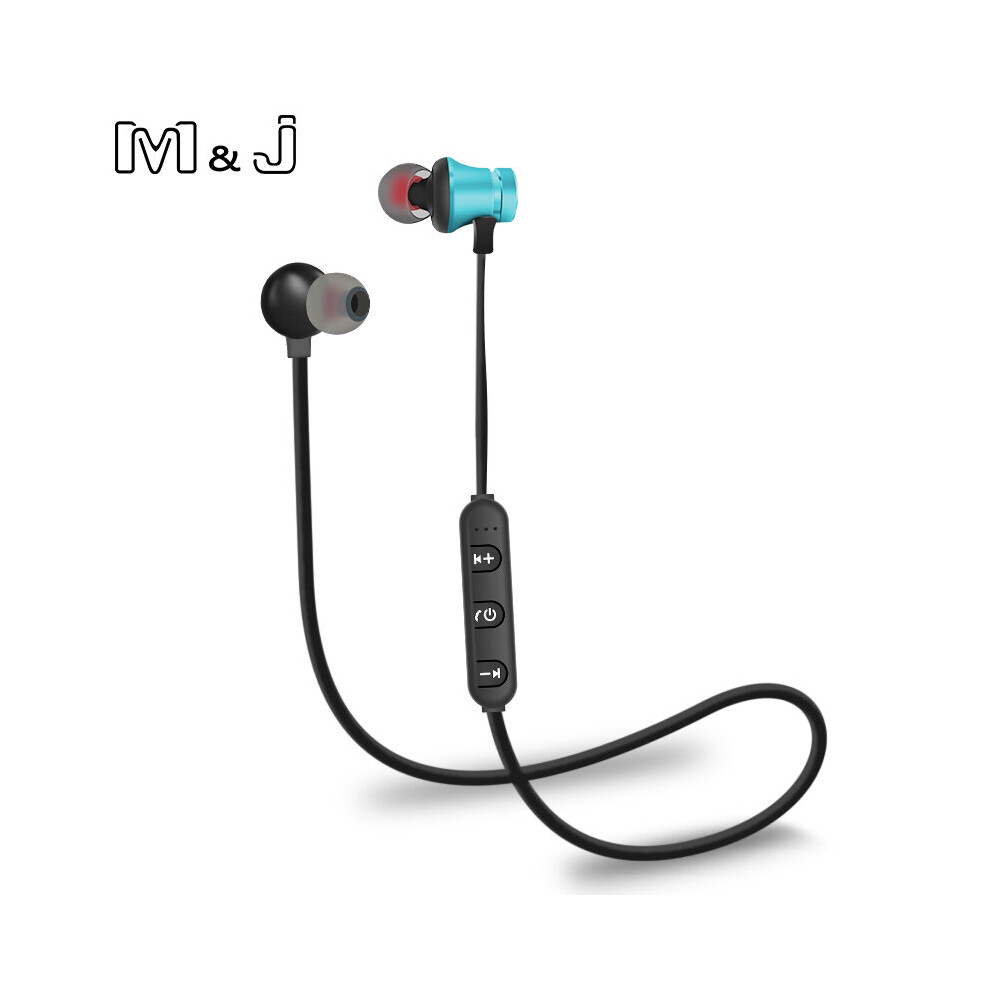 (A-) M&J F04 Wireless Tooth Headphones Super Bass Earphones Sports Headset Sweatproof Cordless Earbuds Handsfree With Mic Blue 4851205006542