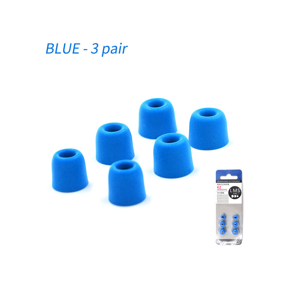 (A- 3 Pair (6Pcs)) Kz Headset Ear Cap 3Pair(6Pcs) Noise Isolating Comfortble Memory Foam Ear Tips Earbuds For Original In Earphone Headphones Blue 4851204893273