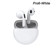 (a-White Headphones) Pro 6 TWS Wireless bluetooth headset with Mic Fone Bluetooth Earphones Sport headphones Pro6 Headset for iPhone Xiaomi Earbuds
