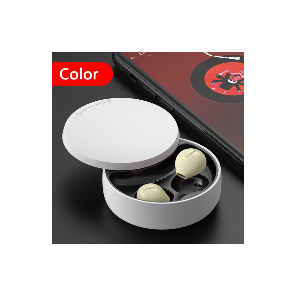 (A-) Smallest Invisible Earbuds Wireless Ear Buds Bluetooth In Ear Mini Tiny Earpiece Hidden With Charging Case For Work Sleeping Beige 4851204940663