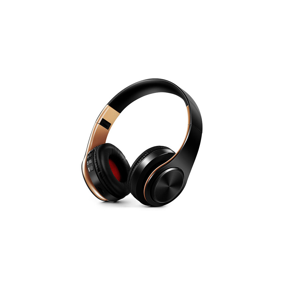 (A- Gold) Headphones Bluetooth Headset Earphone Wireless Headphones Stereo Foldable Sport Earphone Microphone Headset Handfree Mp3 Player Black/Gold 4851204872520