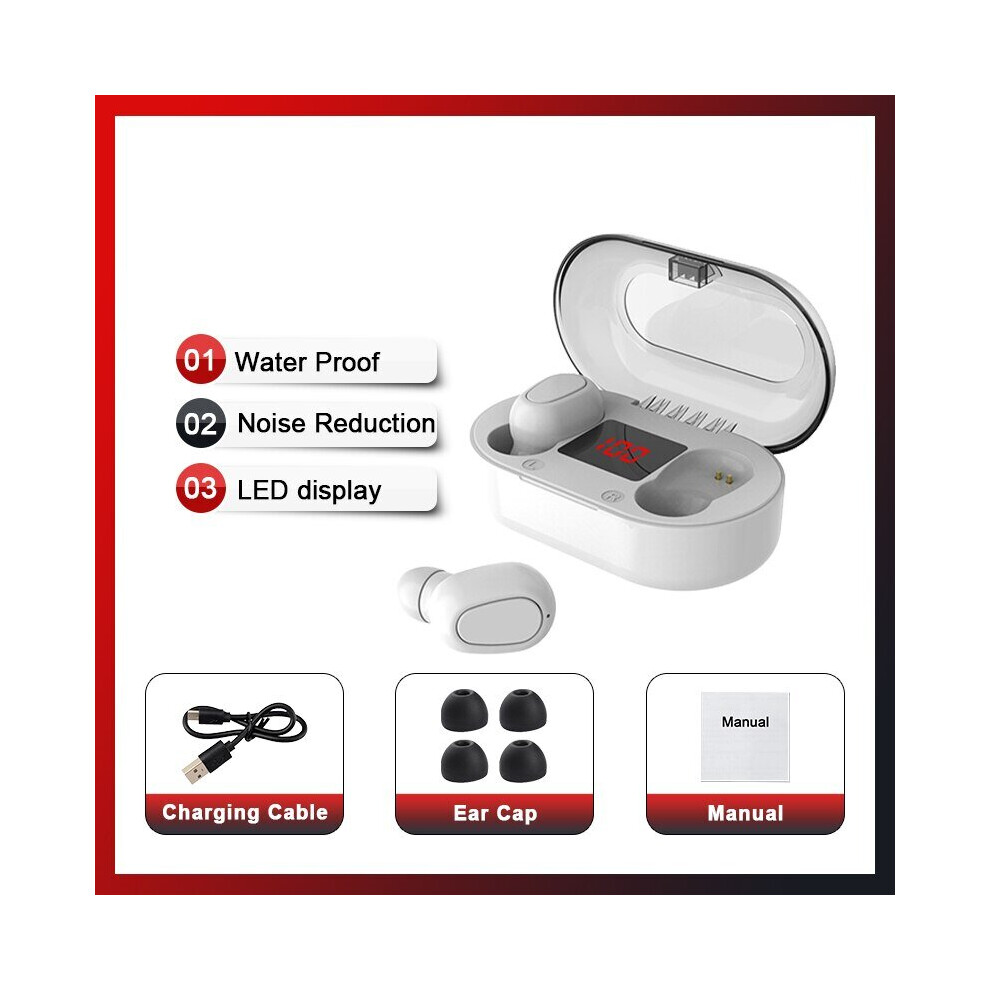 (A-Vip ) Tws Bluetooth 5.0 Earphones Wireless Bluetooth Sport Noise Reduction Headphones 9D Stereo Waterproof Earbuds Headsets With Mic White 4851205048054