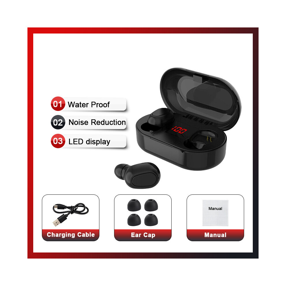 (A-Vip ) Tws Bluetooth 5.0 Earphones Wireless Bluetooth Sport Noise Reduction Headphones 9D Stereo Waterproof Earbuds Headsets With Mic Black 4851205048030