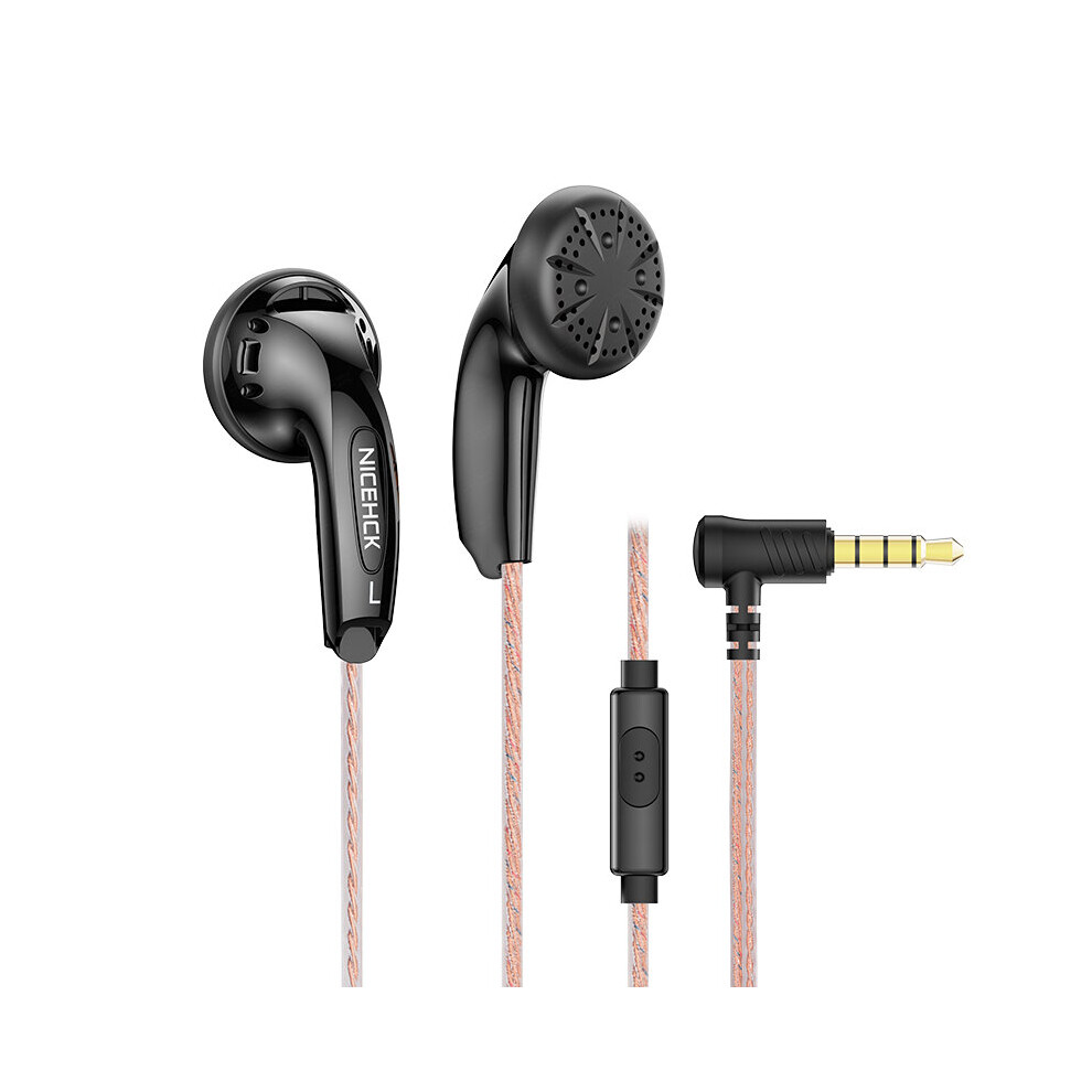 (A- With Mic) Nicehck Yd30 Abs Shell 3.5Mm Microphone Headset 15.4Mm Composite Dynamic Earbud Bass Music Sport Hifi Earphone Mx500 B70 Eb2s Black 4851204957821