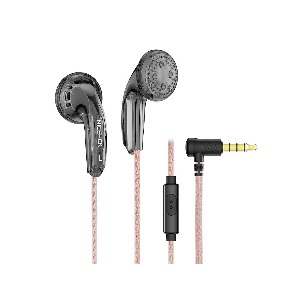 (A- With Mic) Nicehck Yd30 Abs Shell 3.5Mm Microphone Headset 15.4Mm Composite Dynamic Earbud Bass Music Sport Hifi Earphone Mx500 B70 Eb2s Grey 4851204957906