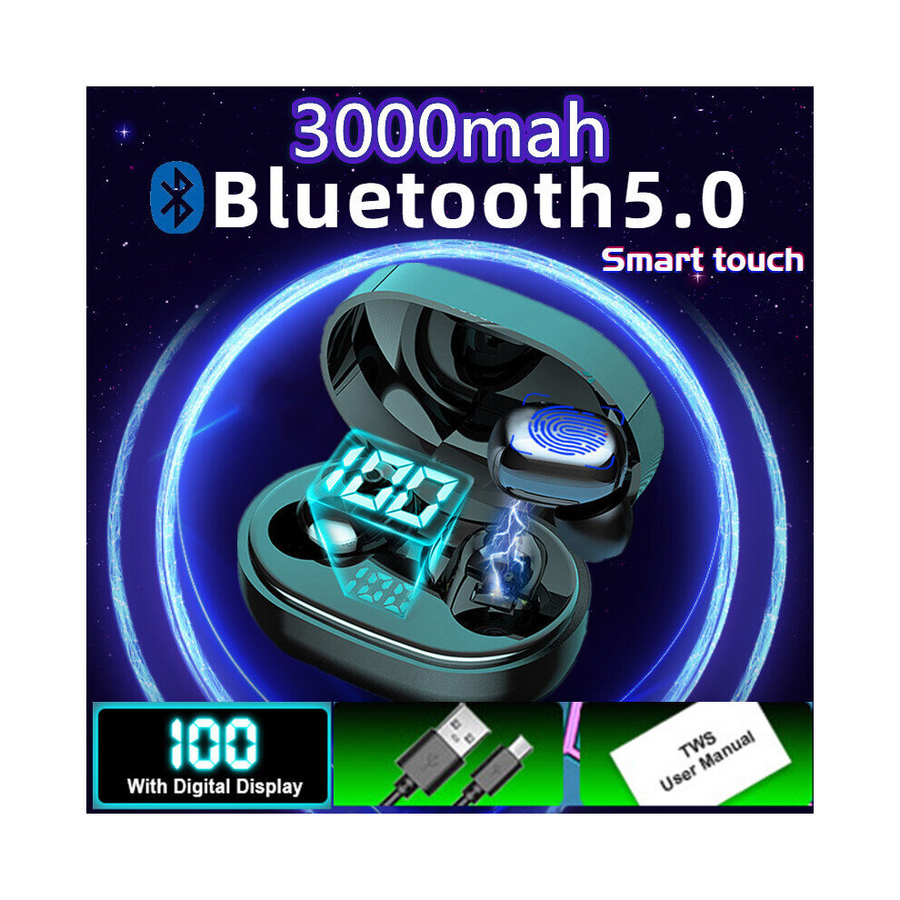 (a-A) TWS Bluetooth Earphones Wireless Headphones Wireless Waterproof Sport Headset EarPods Noise Reduction Earbuds with Microphones