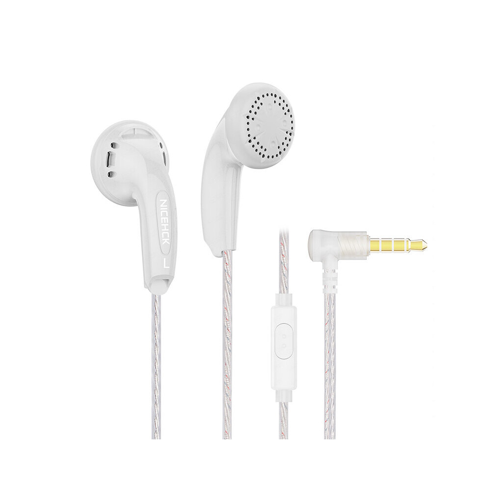 (A- With Mic) Nicehck Yd30 Abs Shell 3.5Mm Microphone Headset 15.4Mm Composite Dynamic Earbud Bass Music Sport Hifi Earphone Mx500 B70 Eb2s White 4851204957968
