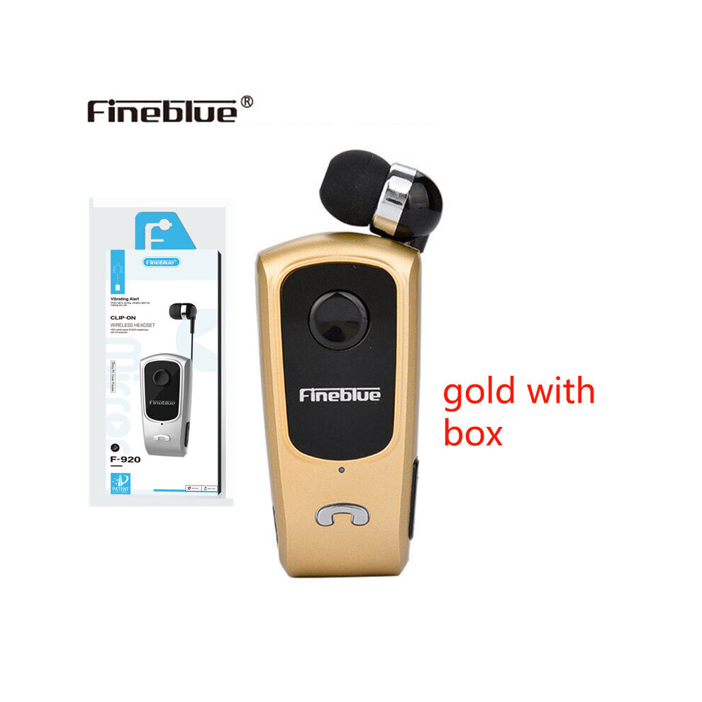 (A-F920-Gd-Box) Fineblue F920 Bluetooth Earphone Wireless Earbuds Business Headset With Micphone 5 Hours Calls Remind Vibration Wear Clip Driver 4853106754508