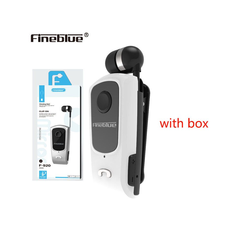 (A-F920-W-Box) Fineblue F920 Bluetooth Earphone Wireless Earbuds Business Headset With Micphone 5 Hours Calls Remind Vibration Wear Clip Driver 4853106754539