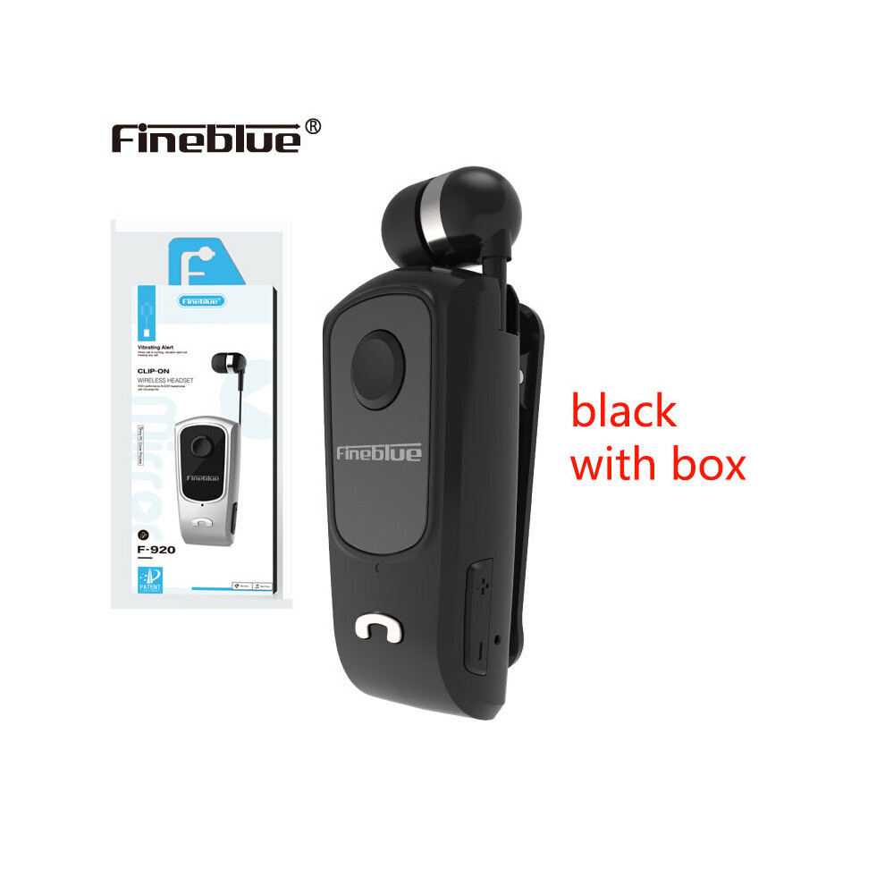 (A-F920-Db-Box) Fineblue F920 Bluetooth Earphone Wireless Earbuds Business Headset With Micphone 5 Hours Calls Remind Vibration Wear Clip Driver 4853106754485