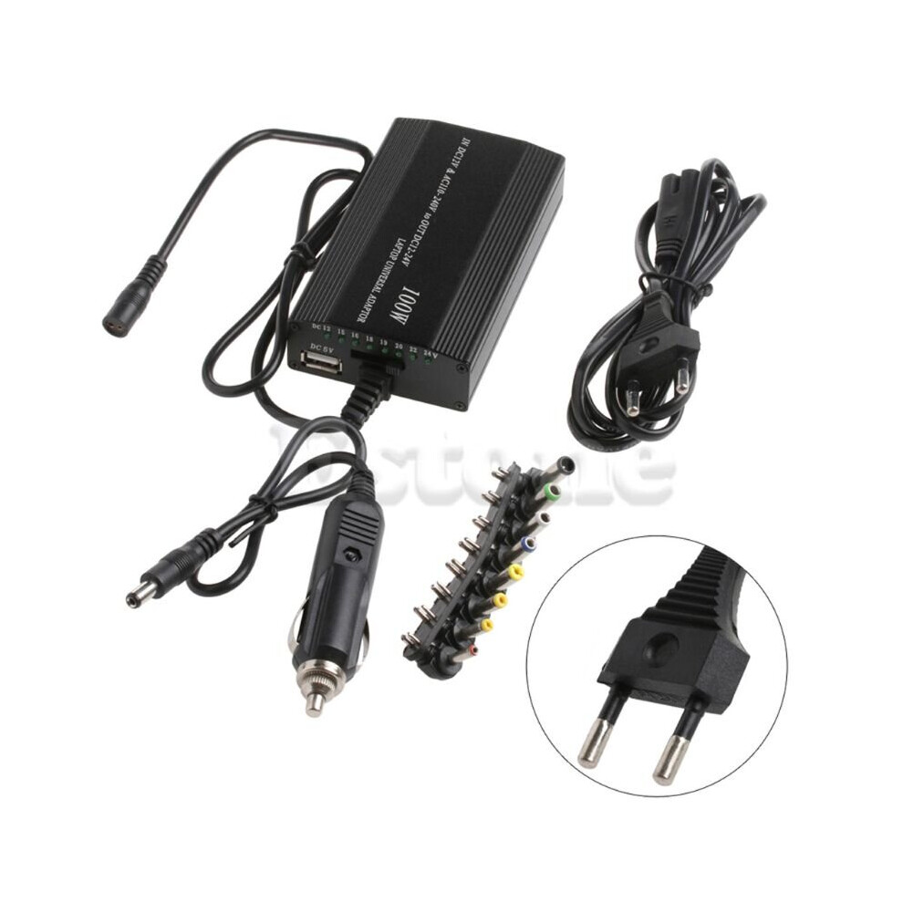 (A-) 8Pcs Universal Laptop Charger Adapter Adjustable Portable Charger 100W 9-15V Eu Plug For Laptop In Car Notebook 4855672909931