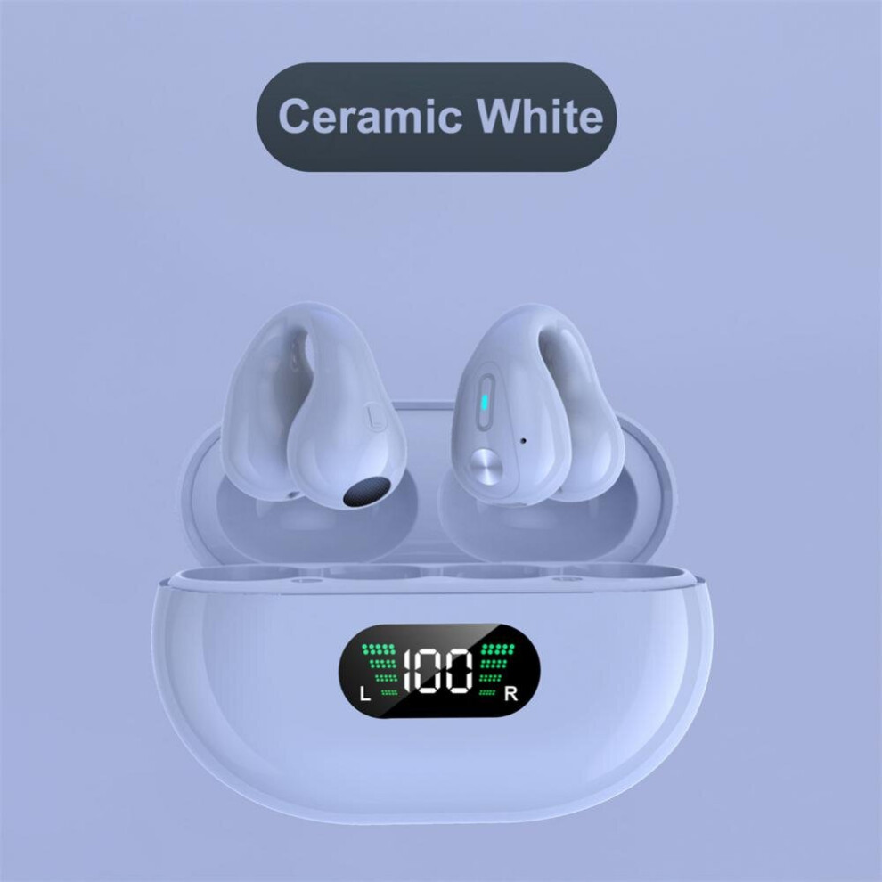 (A-) New Yyk-Q80 Sports Bluetooth Earphones With Mic Bluetooth 5.3 Wireless Headphones Hifi Stereo Led Display Wireless Music Earbuds White 4851205054130