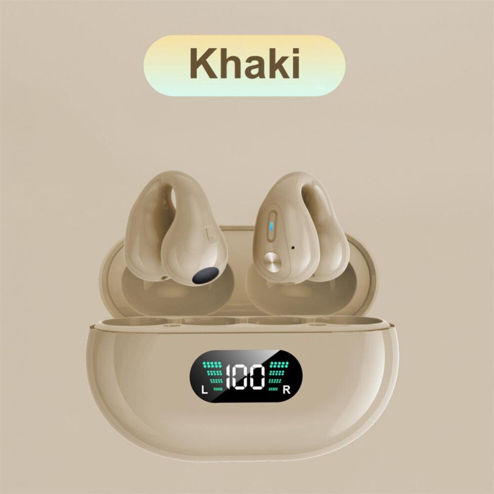 (A-Khaki) New Yyk-Q80 Sports Bluetooth Earphones With Mic Bluetooth 5.3 Wireless Headphones Hifi Stereo Led Display Wireless Music Earbuds 4851205054123
