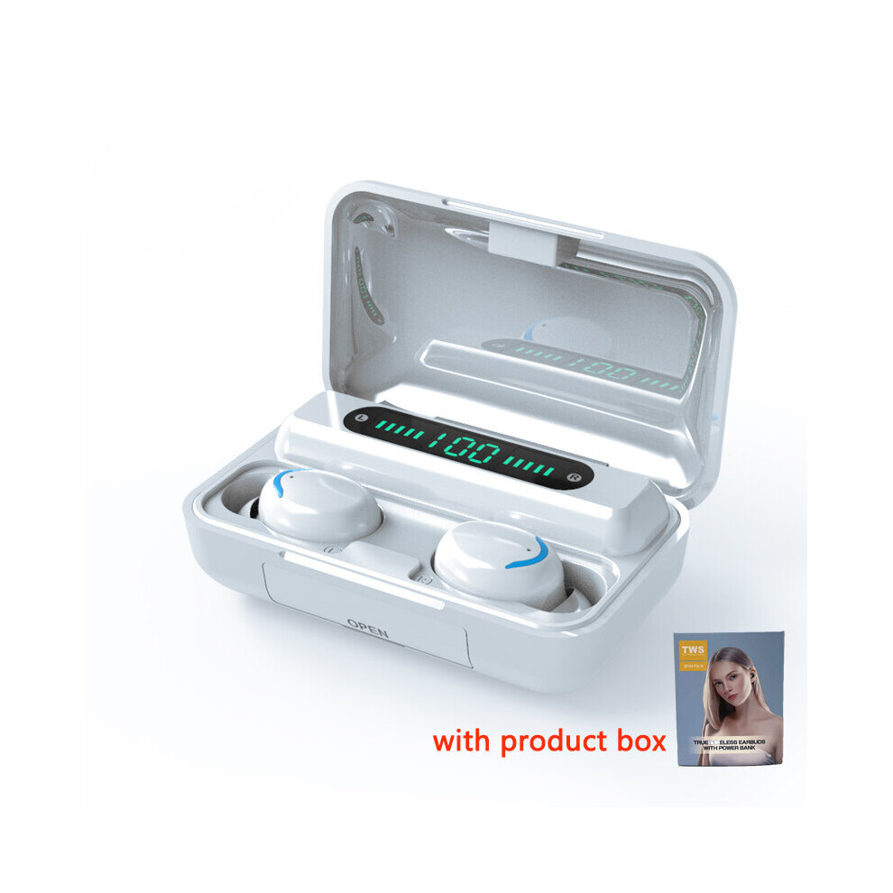 (A-Whiteb) F9-5 Tws Earphone Bluetooth 5.1 Wireless Headphones Hifi Stereo Sport Earbuds Airdots Headset Ps4 Hearing Aids With Mic Handfree 4851204973906
