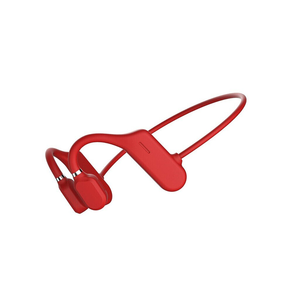 (A-) New Bone Conduction Headphones Bluetooth 5.0 Wireless Not In-Ear Headset Sweatproof Waterproof Sport Earphones 18G Earbuds Red 4851204975849