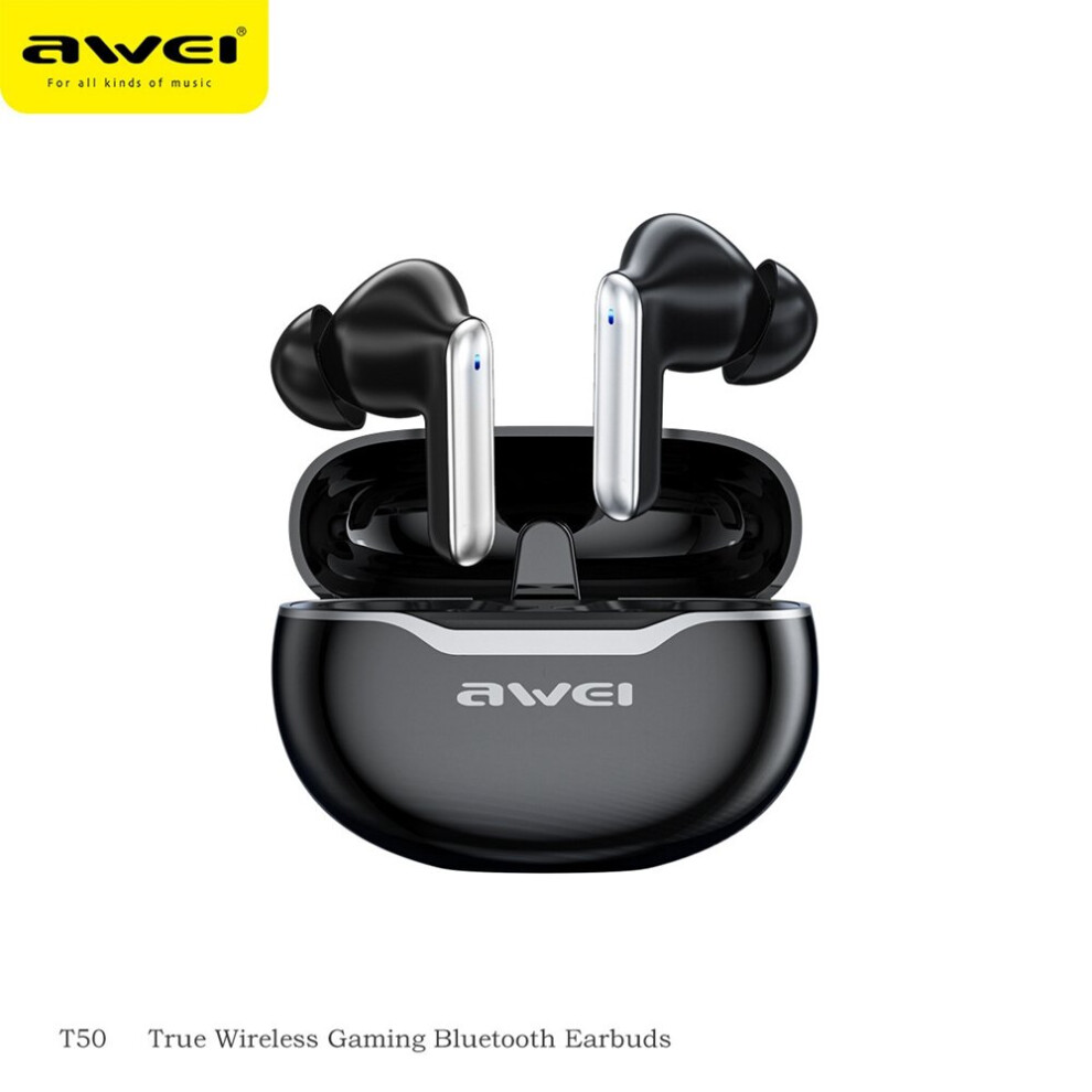 (A-) Original Awei T50 Tws Wireless Bluetooth 5.3 Earphones Sport Earbuds With Mic Headphones Headset Hand Free Type-C Fast Charging Black 4851205037317
