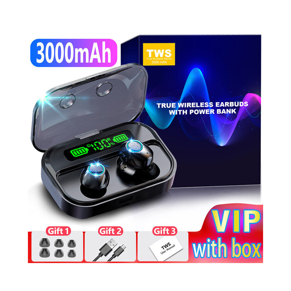 (A-3000Mah With Box) Tws Wireless Bluetooth 5.1 Earphone 3000Mah Charging Box Headphone 9D Stereo Sports Waterproof Earbuds Headset With Microphone 4851204902586