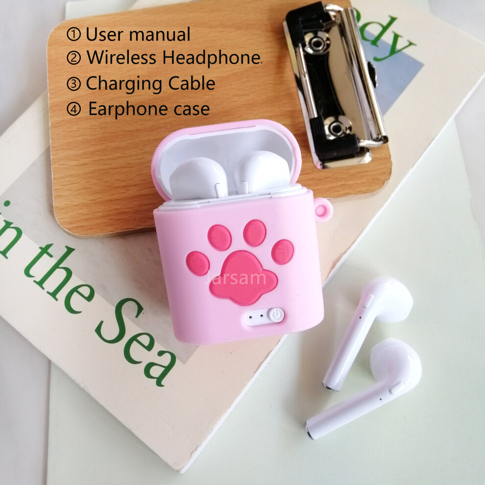 (A-Pinkpaws) I7s Tws Headphones Wireless Earphones Compatible Bluetooth 5.0 Stereo Bass Earbuds Sports Waterproof Headsets Hifi 4851204937663
