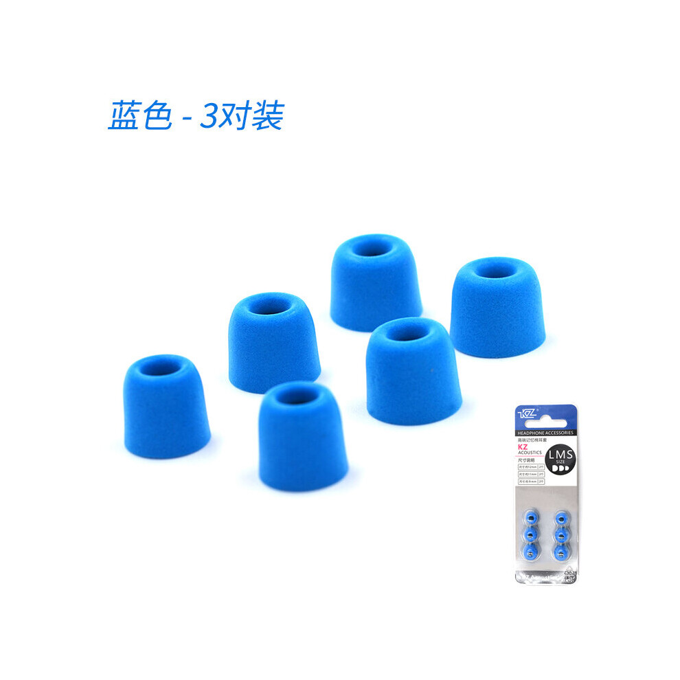 (A- 3Pair) Kz Earphone Memory Cotton Earplugs 3Pairs (6Pcs) Comfortable Earbud Headphone Portability Headset Audifonos Edx Cra Zsn Zs10 Pro Blue 4851204934334