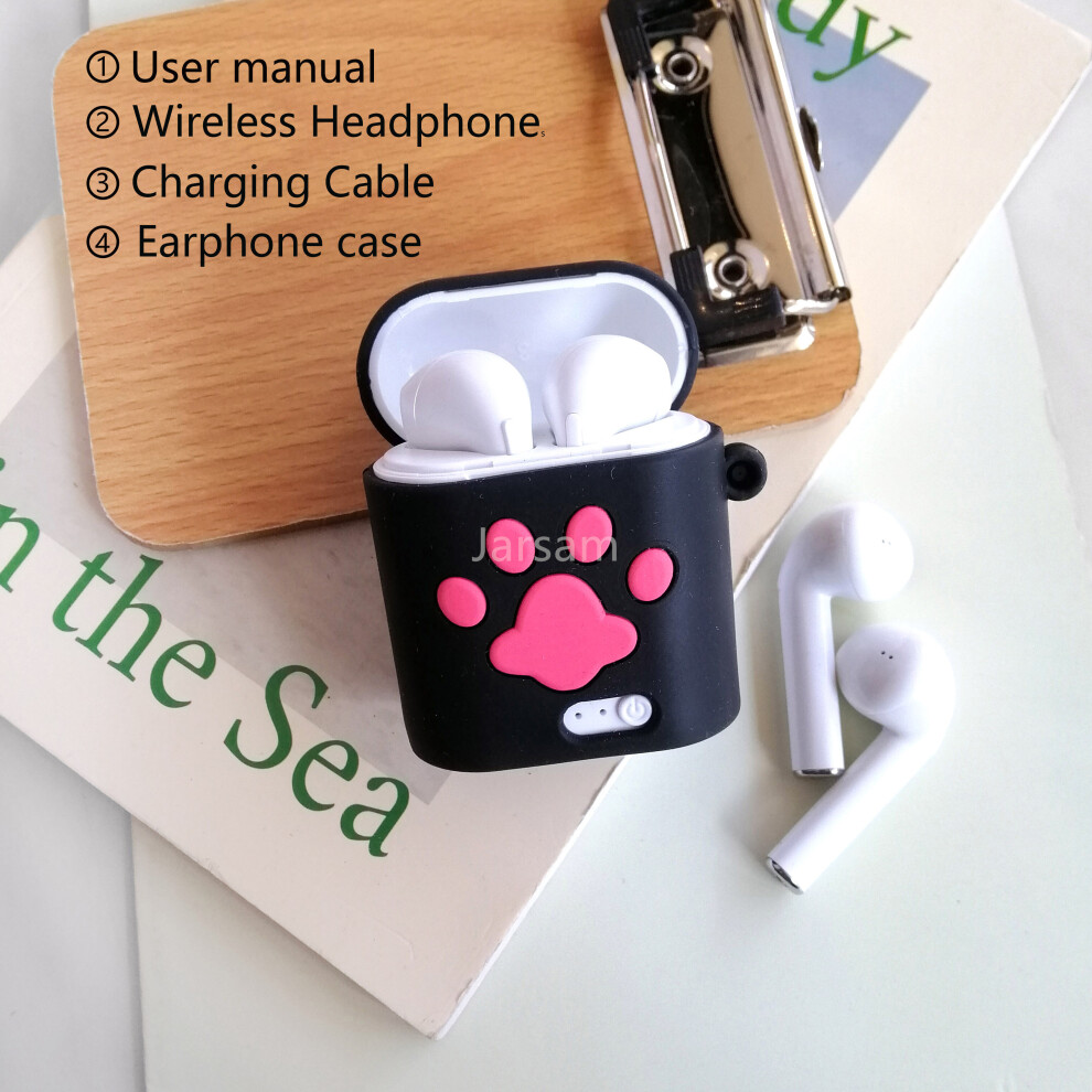 (A-Blackpinkpaws) I7s Tws Headphones Wireless Earphones Compatible Bluetooth 5.0 Stereo Bass Earbuds Sports Waterproof Headsets Hifi 4851204937595