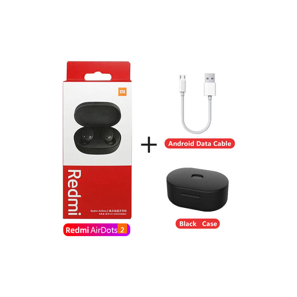 (A-With B Case Cable) Original New Xiaomi Redmi Earphone Airdots 2 Tws Wireless Blutooth V5.0 Noise Reduction With Mic Earbuds Ai Control Headset 4851204908991