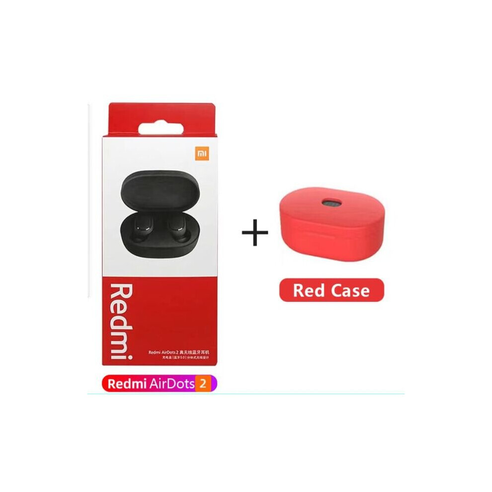 (A-With Case) Original New Xiaomi Mi Earphone Airdots 2 Tws Wireless Blutooth V5.0 Noise Uction With Mic Earbuds Ai Control Headset Red 4851204909042