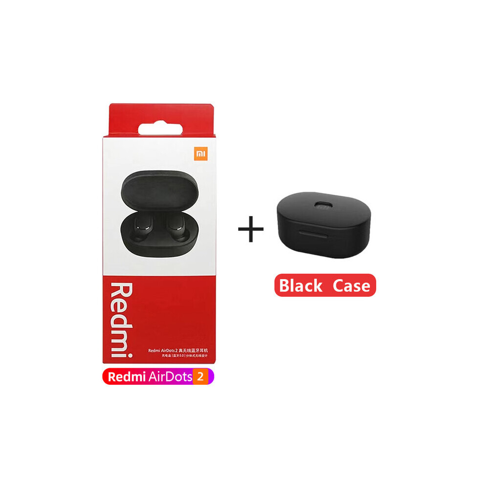 (A-With Case) Original New Xiaomi Redmi Earphone Airdots 2 Tws Wireless Blutooth V5.0 Noise Reduction With Mic Earbuds Ai Control Headset Black 4851204909004