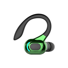 (a-Green) F8 Bluetooth 5.2 Wireless Earphone Ear Hook Mini Business Headphone HIFI Bass Noise Cancelling Sports Gaming Single Earbuds