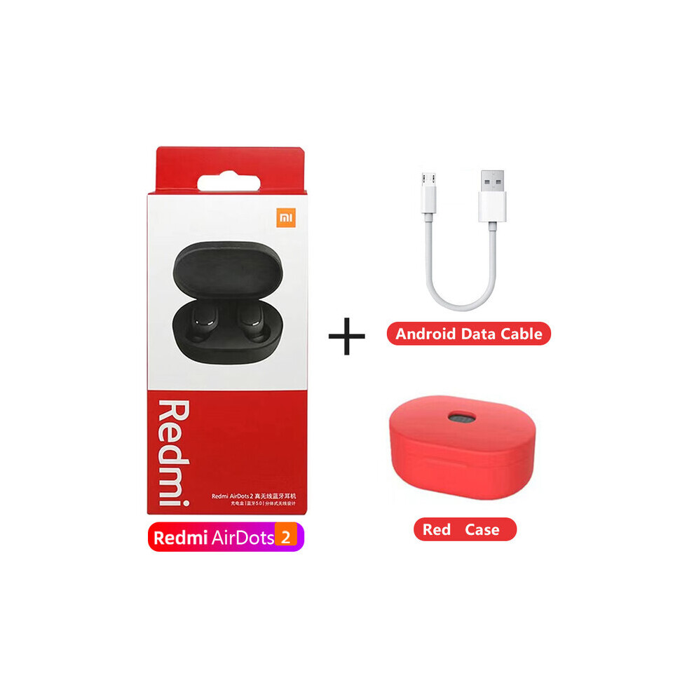 (A-With R Case Cable) Original New Xiaomi Redmi Earphone Airdots 2 Tws Wireless Blutooth V5.0 Noise Reduction With Mic Earbuds Ai Control Headset 4851204909035