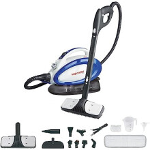 PTGB0049 Polti Vaporetto Go Steam Cleaner — 3.5 Bar, Kills 99.99% of Viruses & Bacteria, 7.5 m Reach, 10-Accessory Storage, White/Blue