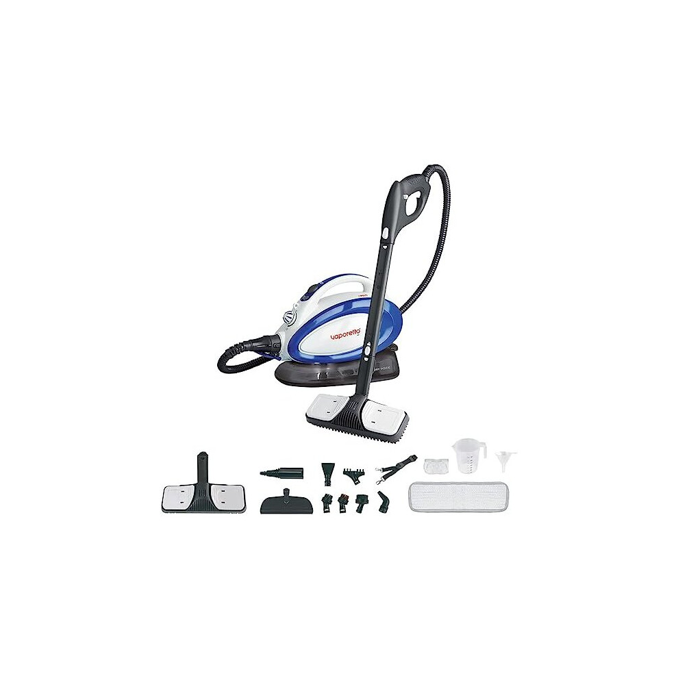 PTGB0049 Polti Vaporetto Go Steam Cleaner — 3.5 Bar, Kills 99.99% of Viruses & Bacteria, 7.5 m Reach, 10-Accessory Storage, White/Blue
