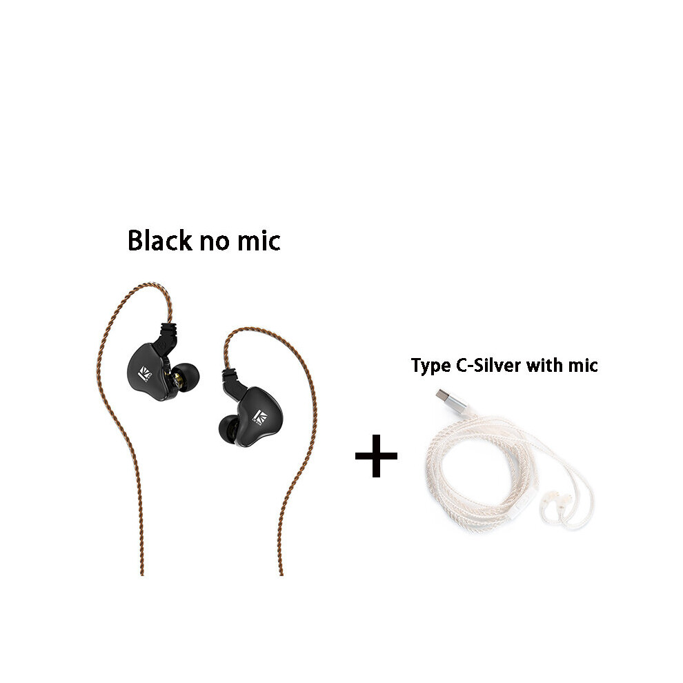 (A-Bla- Type C) Kbear Ks2 1Ba+1Dd In Ear Monitor Hifi Earphones Sprot Headphones Running Game Headset Earbuds Bass Ink Ks1 Ks2 Tri I3 Pro Iem Silver 4851204971582