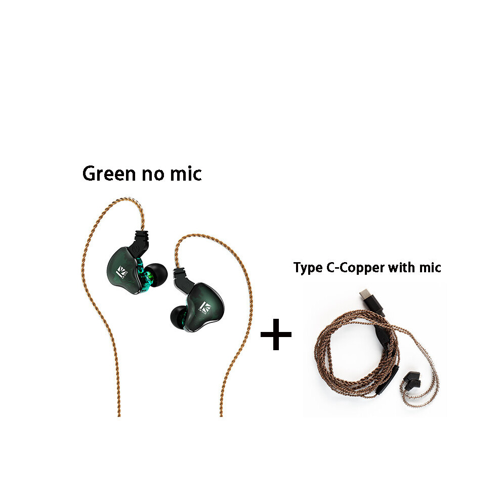 (A-Gre-Copper Type C) Kbear Ks2 1Ba+1Dd In Ear Monitor Hifi Earphones Sprot Headphones Running Game Headset Earbuds Bass Ink Ks1 Ks2 Tri I3 Pro Iem 4851204971636