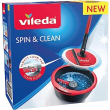 Vileda Spin and Clean Floor Mop and Bucket Set, Spin Mop for Cleaning Floors, Set of 1x Mop 1x Bucket,1 Count (Pack of 1)