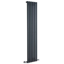 (354mm) Single Tall Vertical Oval Panel Radiator Anthracite 1800mm High