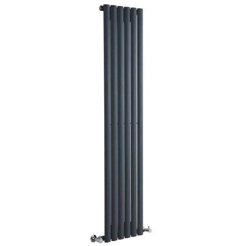 (354mm) Single Tall Vertical Oval Panel Radiator Anthracite 1800mm High