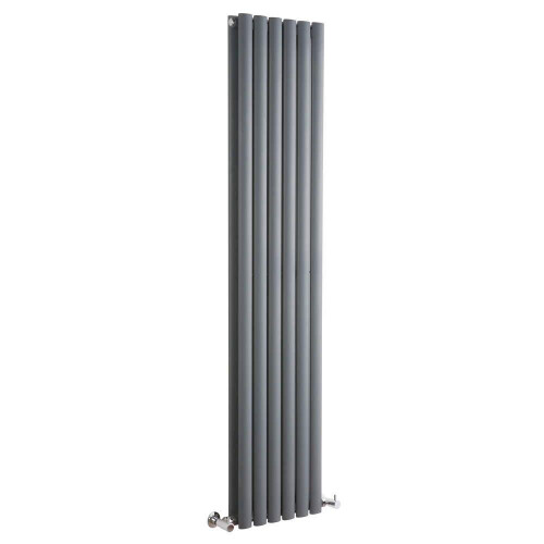 (354mm) Double Tall Vertical Oval Panel Radiator Anthracite 1600mm High
