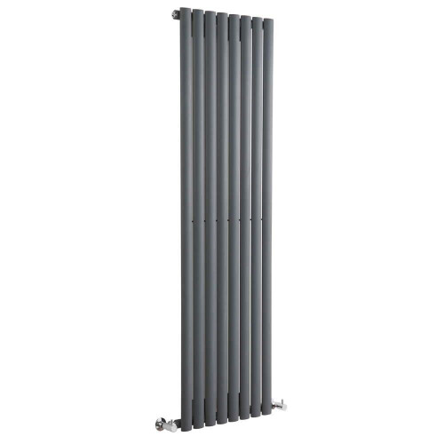 (472mm) Single Tall Vertical Oval Panel Radiator Anthracite 1800mm High
