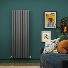 (Black) Single Oval Tube Radiators Central Heating  1800 x 800 Vertical Column Rad