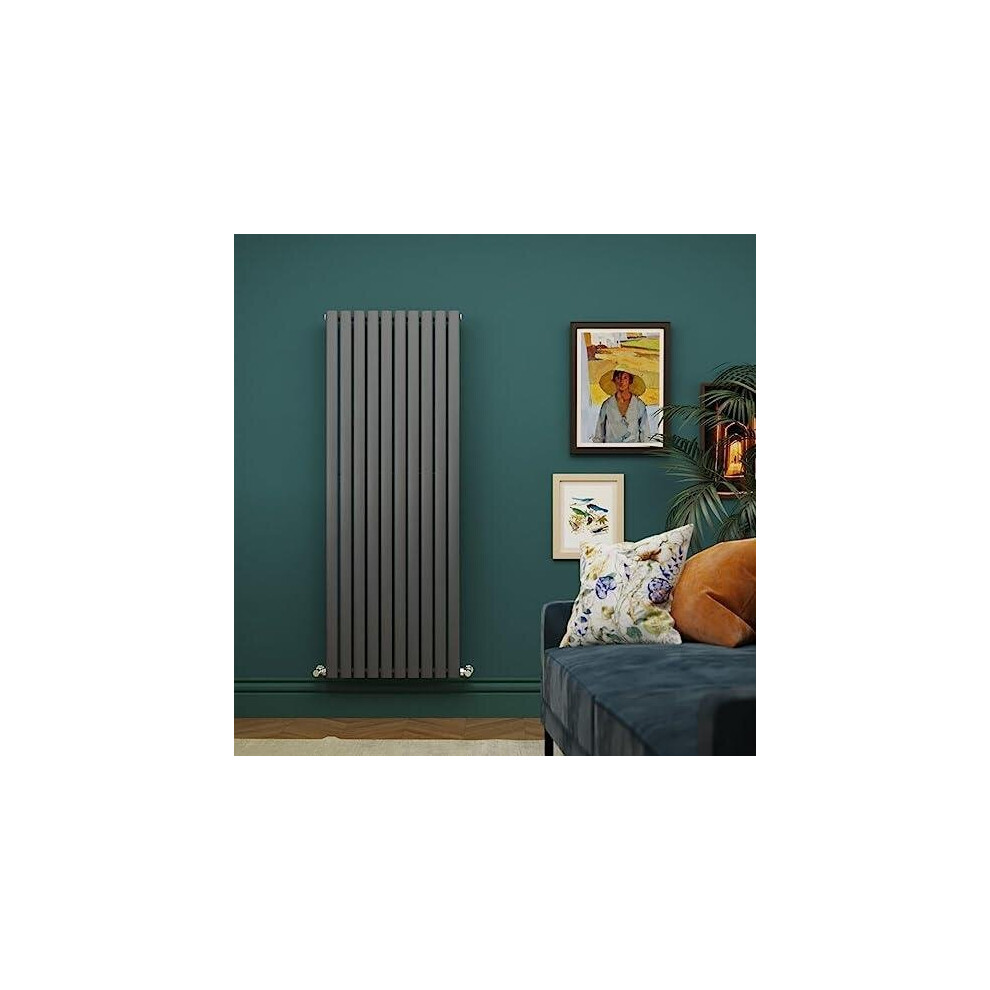 (Black) Single Oval Tube Radiators Central Heating 1800 X 800 Vertical Column Rad 5065000318239