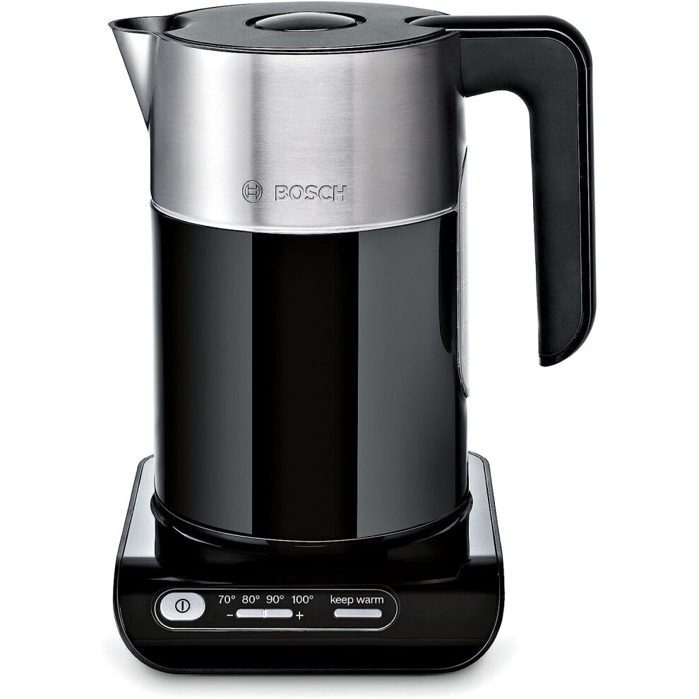 Bosch Styline TWK8633GB Variable Temperature Cordless Kettle, 1.5 Litres, 3000W - Black [Energy Class A]