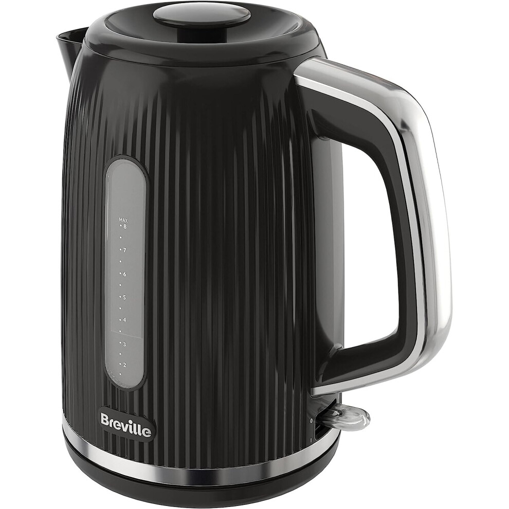 Breville Bold Black Electric Kettle | 1.7L | 3kW Fast Boil | Black & Silver Chrome [VKT221]