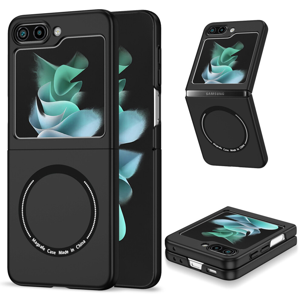 Lisade (Black) Magnetic Case For Samsung Galaxy Z Flip 5, Hard Pc Case Galaxy Z Flip 5 Compatible With Magsafe, Anti-Drop Shockproof Cover Z Flip 5 Black