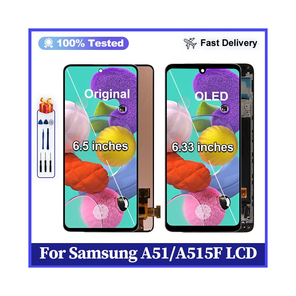 (Oled With Frame) Original For Samsung Galaxy A51 Lcd Display Touch Screen Digitizer Oled For Samsung A515 Sm-A515f Lcd Screen Assembly Replace 6242911598342