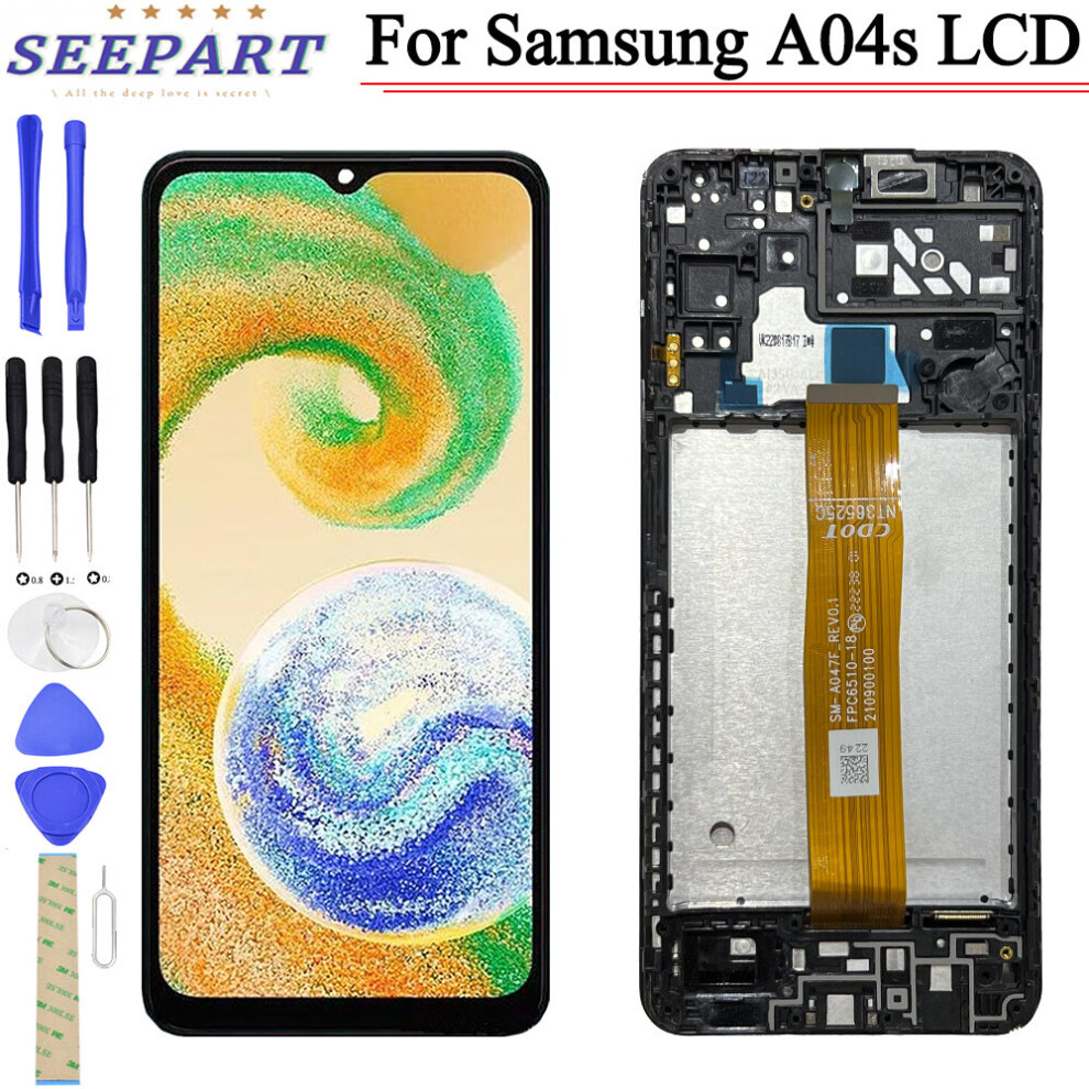 ( No Frame) Tested Work For Samsung Galaxy A04s Lcd A047 Display Touch Screen Digitizer Assembly Replacement For Samsung A04s Sm-A047f Lcd Black 6242911745623